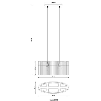 Globo - Hängeleuchte 2xE27/60W/230V schwarz
