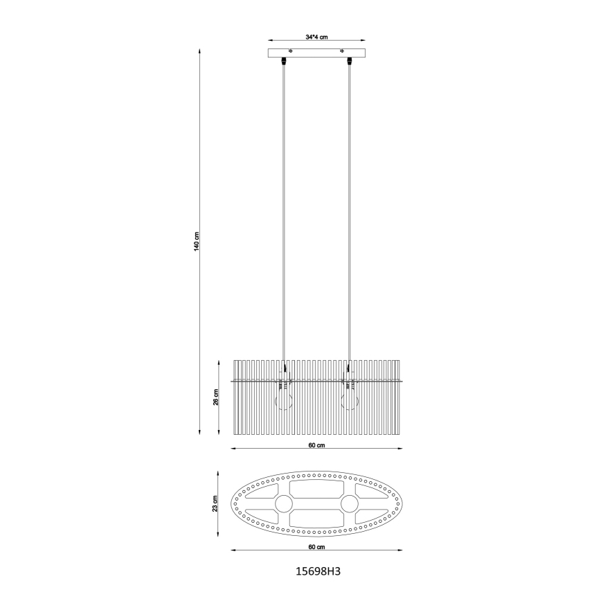 Globo - Hängeleuchte 2xE27/60W/230V schwarz