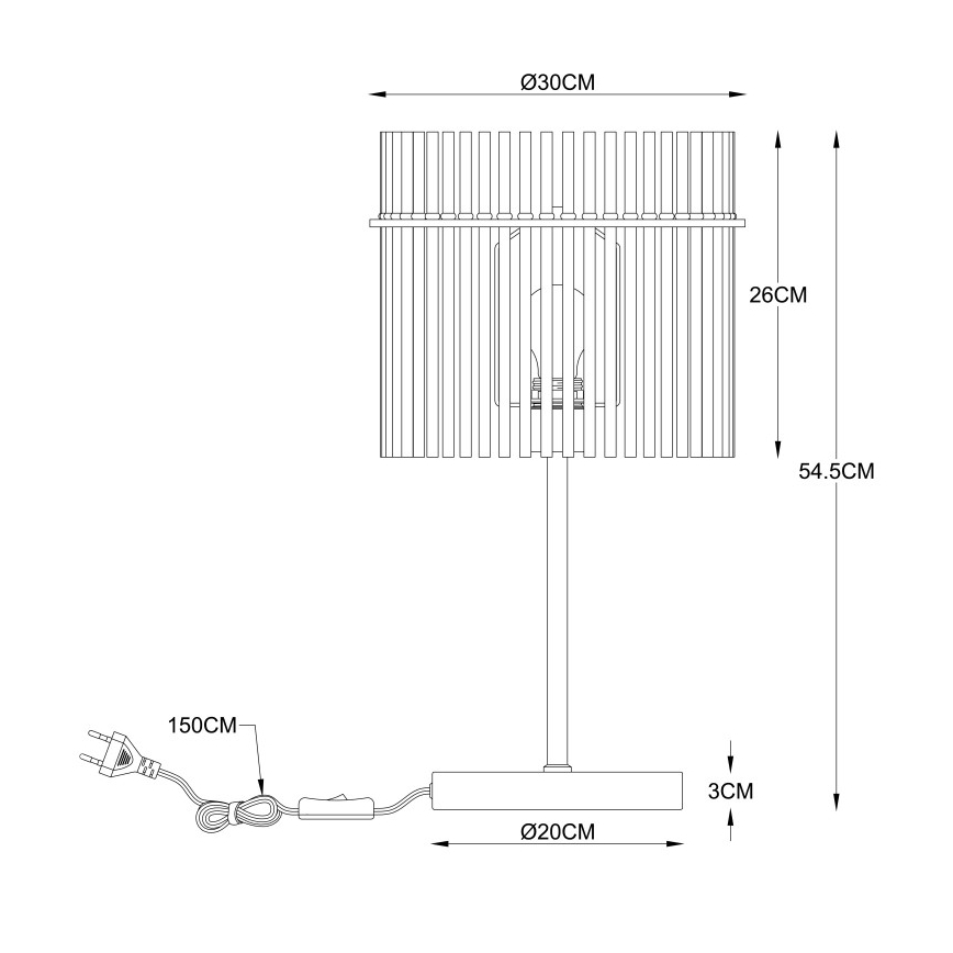 Globo - Tischleuchte 1xE27/60W/230V Ø 30 cm schwarz