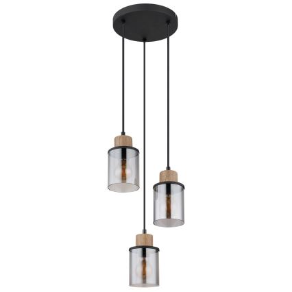 Globo - Hängeleuchte 3xE27/15W/230V d 27 cm Eiche