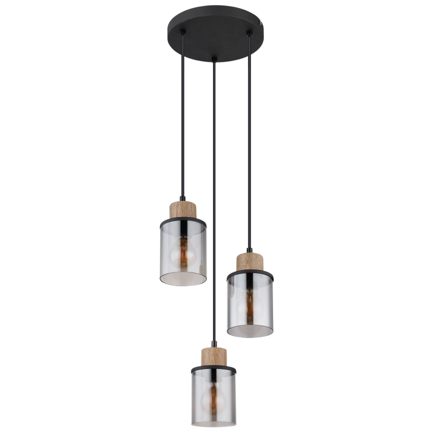 Globo - Hängeleuchte 3xE27/15W/230V d 27 cm Eiche