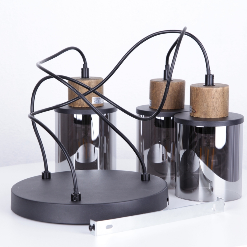 Globo - Hängeleuchte 3xE27/15W/230V d 27 cm Eiche