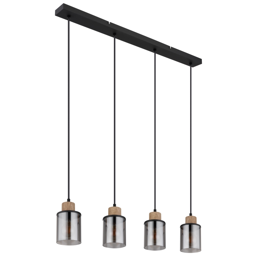 Globo - Hängeleuchte an Schnur 4xE27/15W/230V Eiche