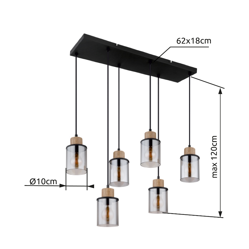 Globo - Hängeleuchte 6xE27/15W/230V