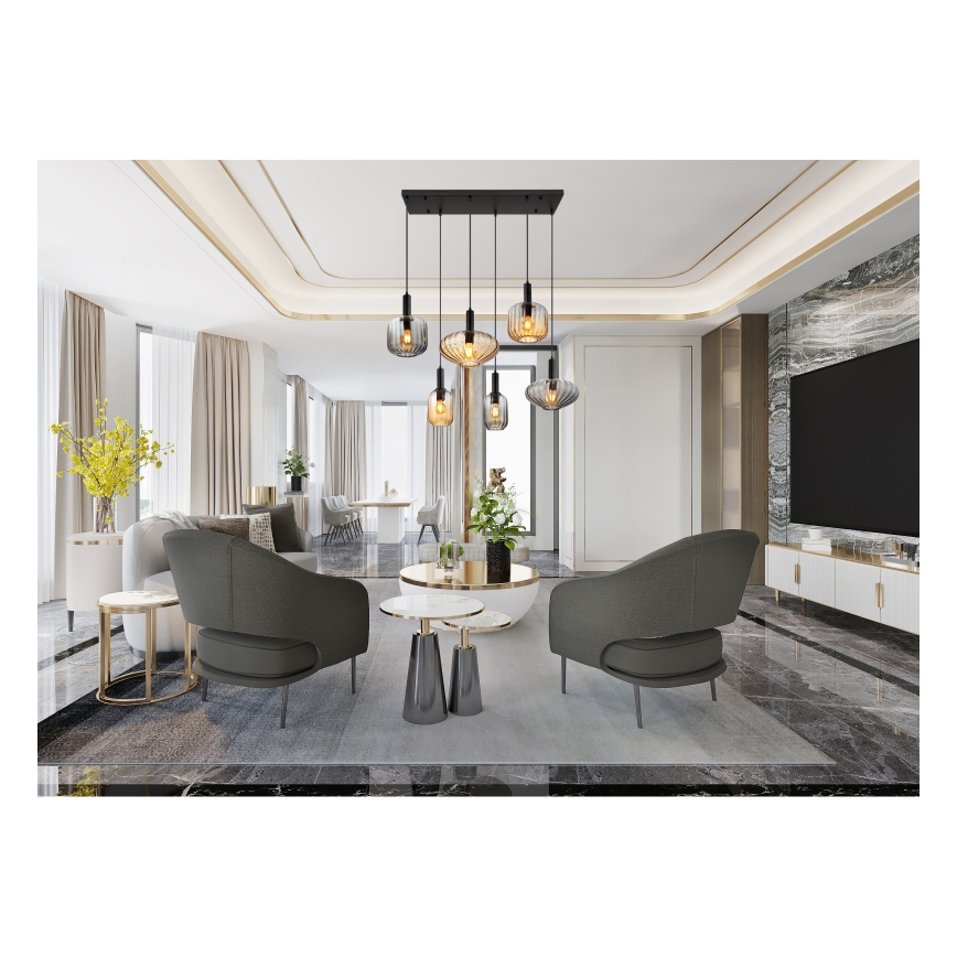 Globo - Pendelleuchte an Seil 6xE27/60W/230V