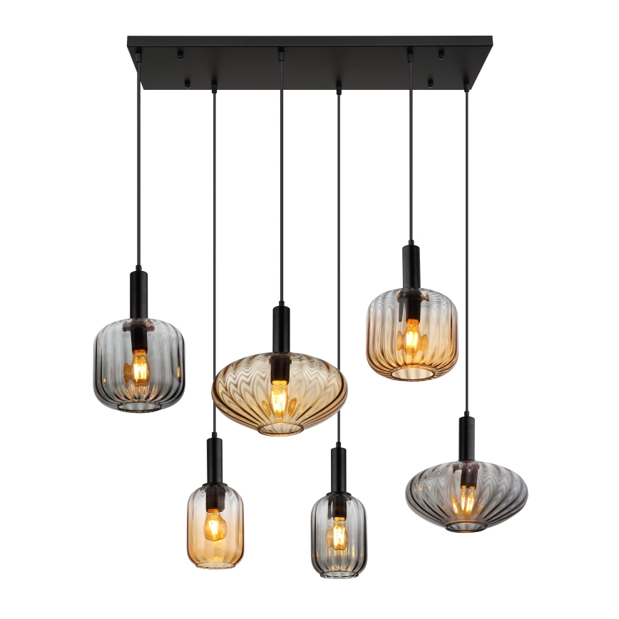 Globo - Pendelleuchte an Seil 6xE27/60W/230V