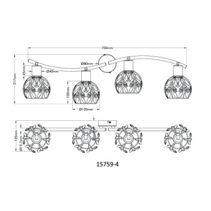 Globo - Strahler 4xE14/25W/230V