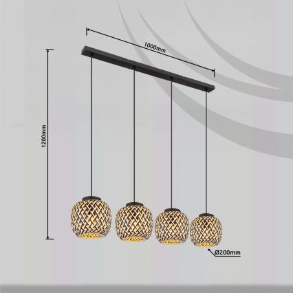Globo 15766-4H - Hängeleuchte COLLY 4xE27/15W/230V