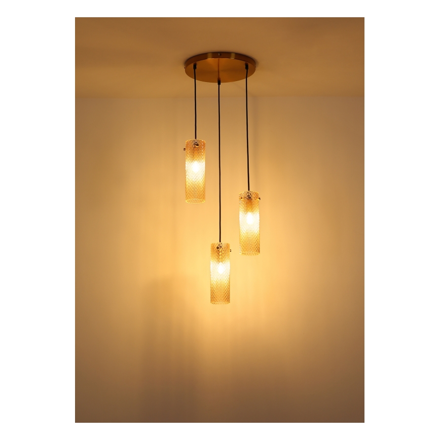 Globo - Hängeleuchte 3xE14/40W/230V golden