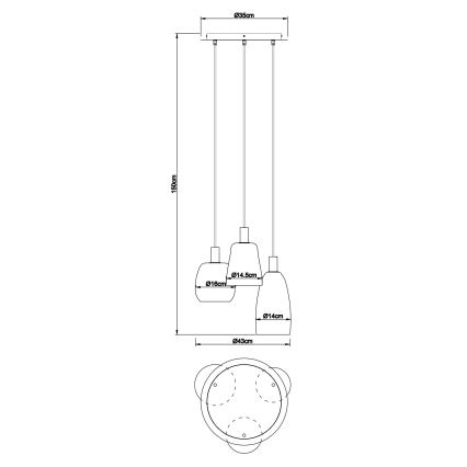 Globo - Hängeleuchte 3xE14/40W/230V d 43 cm Messing