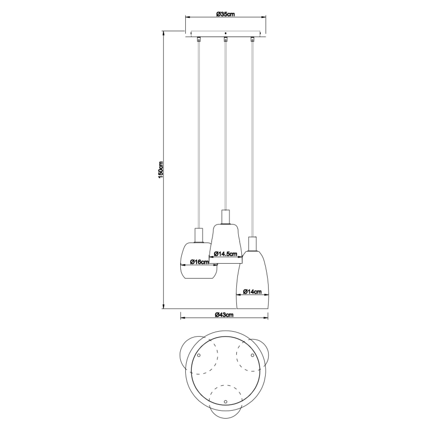 Globo - Hängeleuchte 3xE14/40W/230V d 43 cm Messing