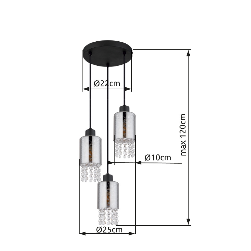 Globo - Hängeleuchte 3xE27/40W/230V d 25 cm schwarz
