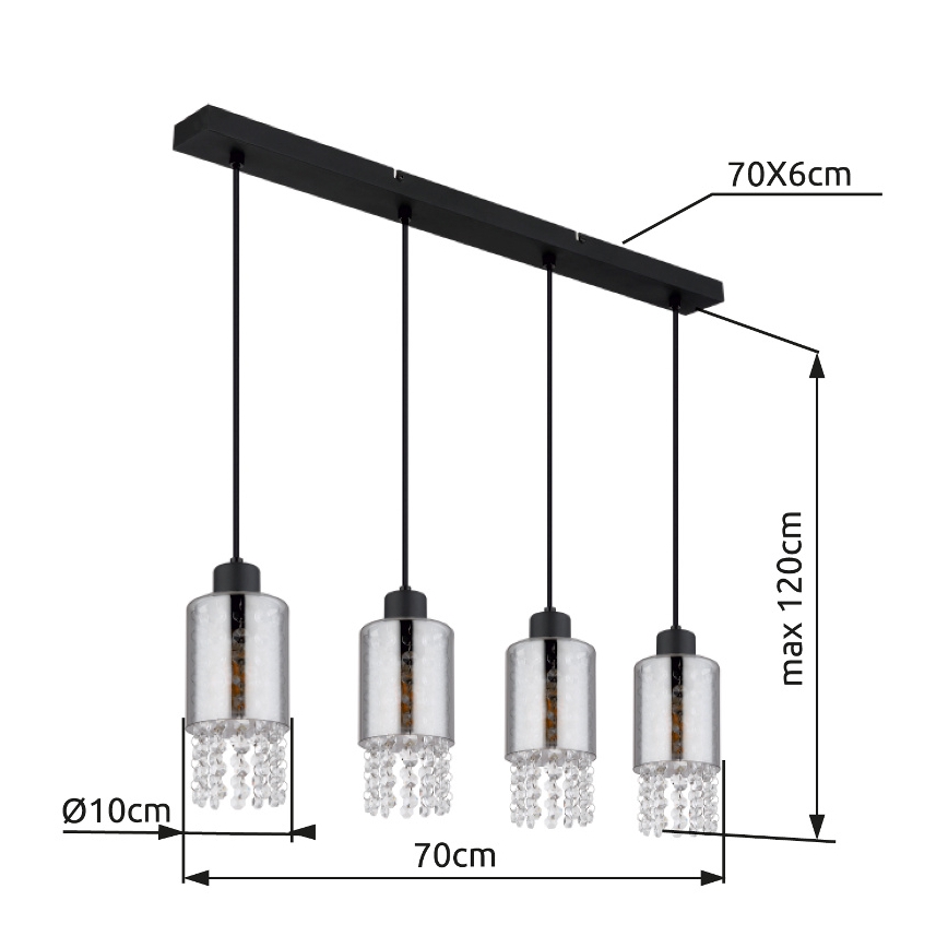 Globo - Hängeleuchte 4xE27/40W/230V schwarz