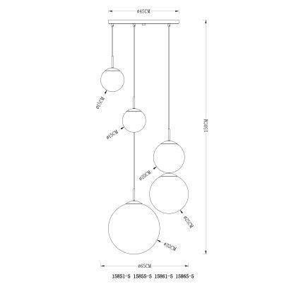 Globo - Hängeleuchte an Schnur 5xE27/60W/230V d 65 cm