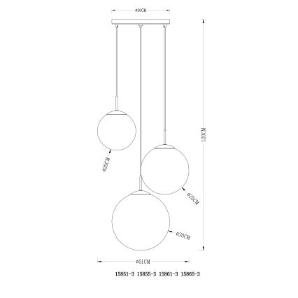 Globo - Hängeleuchte an Schnur 3xE27/40W/230V d 51 cm