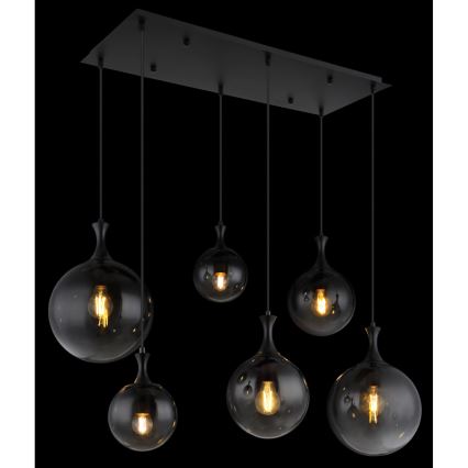 Globo - Hängeleuchte 6xE27/10W/230V schwarz