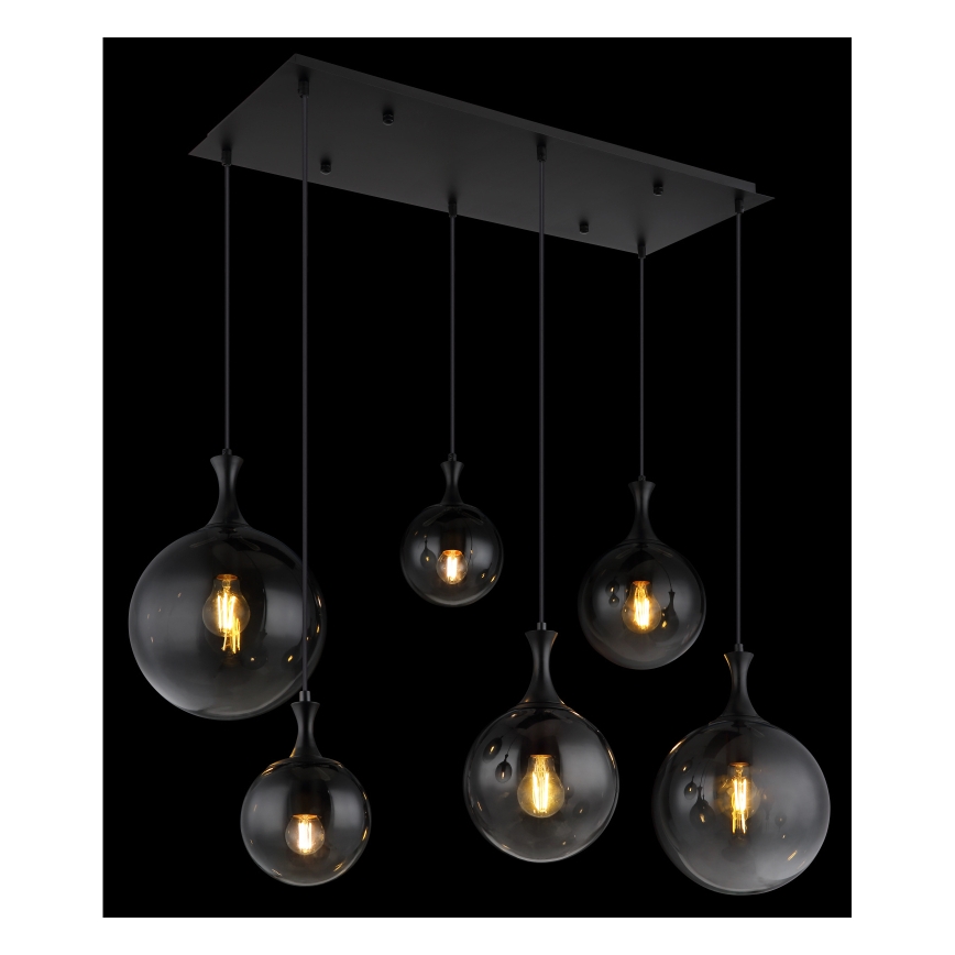 Globo - Hängeleuchte 6xE27/10W/230V schwarz