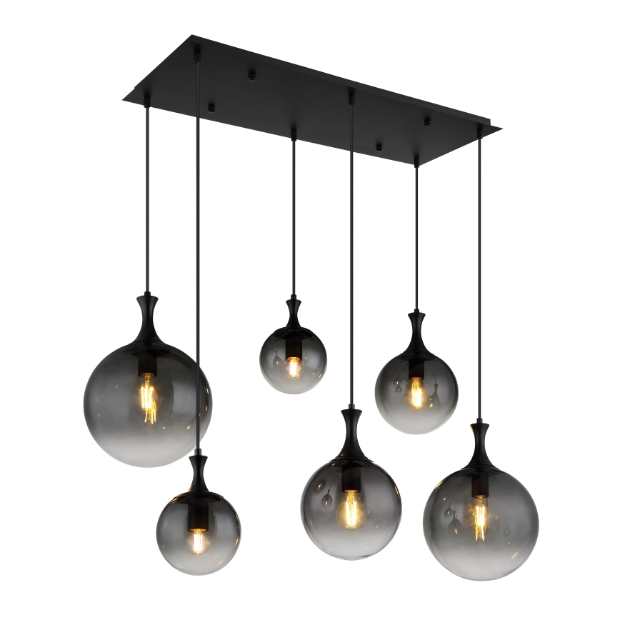 Globo - Hängeleuchte 6xE27/10W/230V schwarz