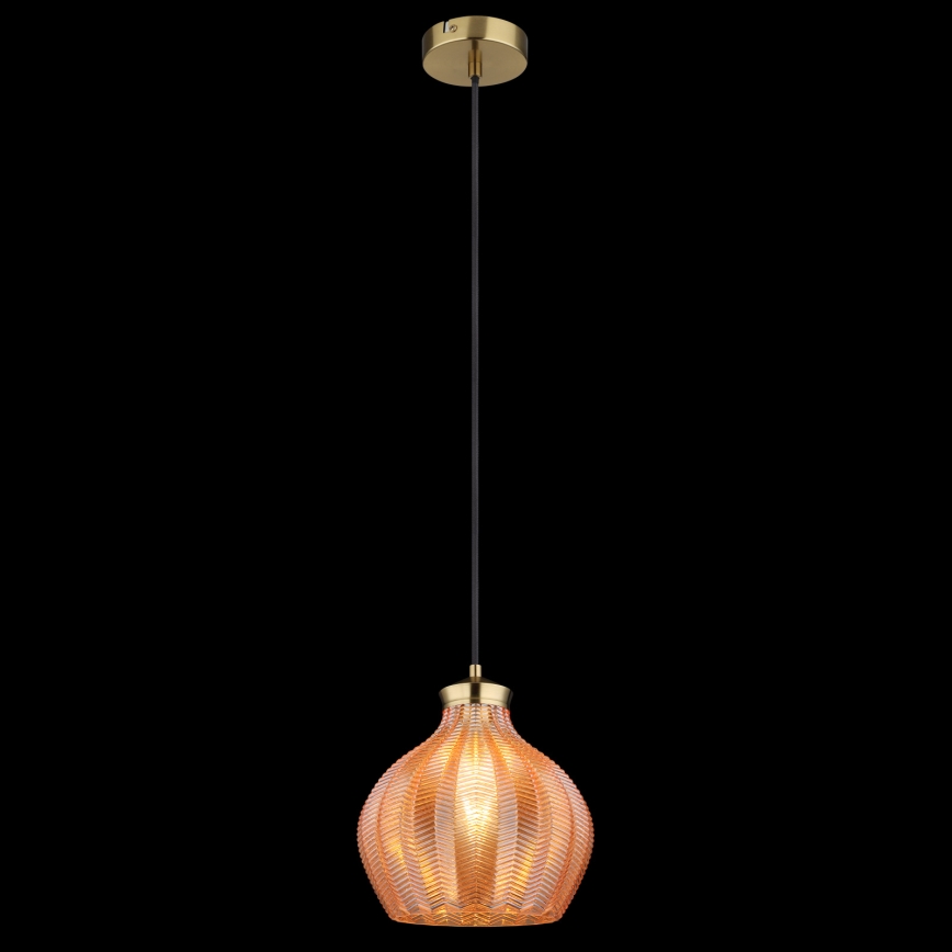 Globo - Pendelleuchte an Kabel 1xE27/60W/230V Ø 22 cm goldfarben