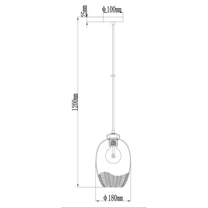 Globo - Pendelleuchte an Kabel 1xE27/60W/230V Ø 22 cm goldfarben