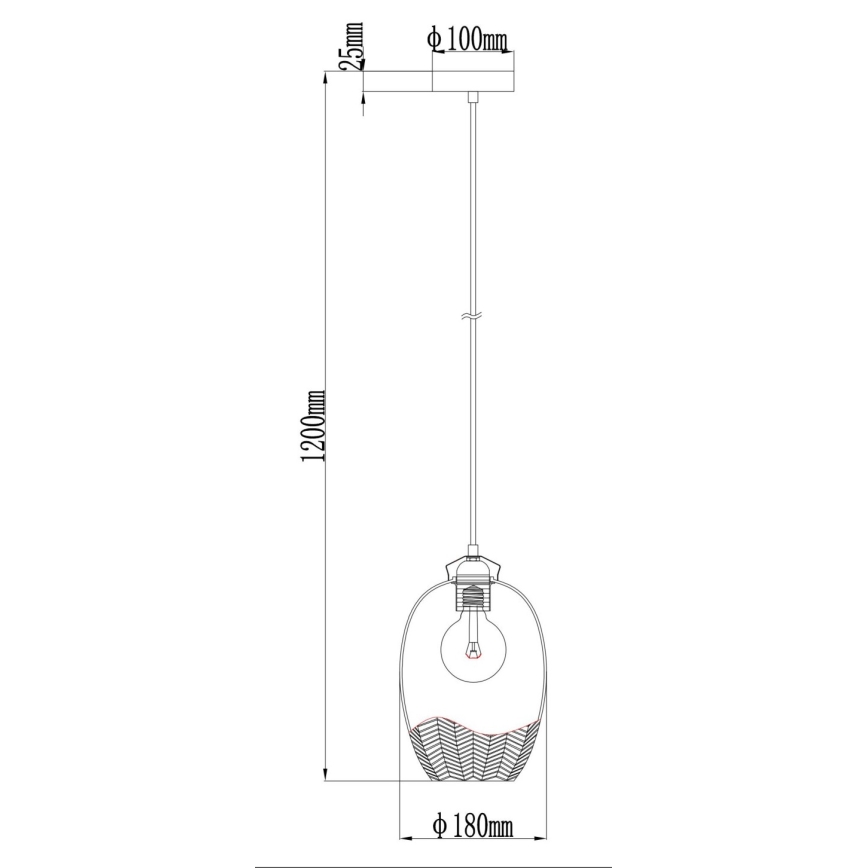 Globo - Pendelleuchte an Kabel 1xE27/60W/230V Ø 22 cm goldfarben