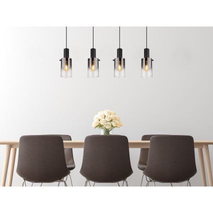 Globo - Hängeleuchte 4xE27/40W/230V schwarz
