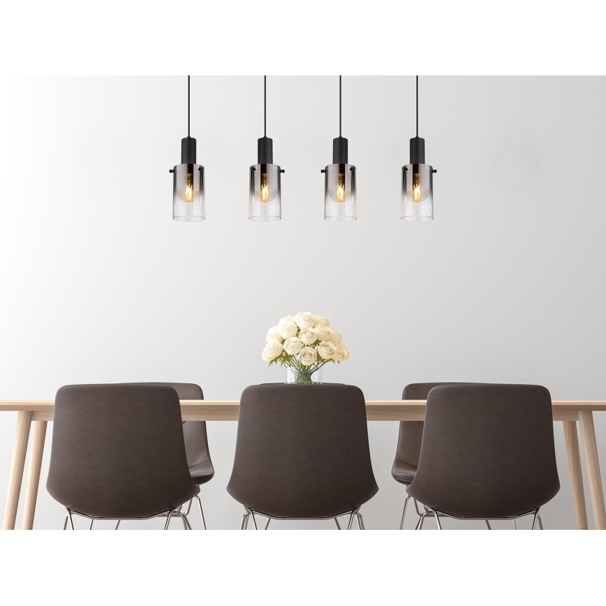 Globo - Hängeleuchte 4xE27/40W/230V schwarz