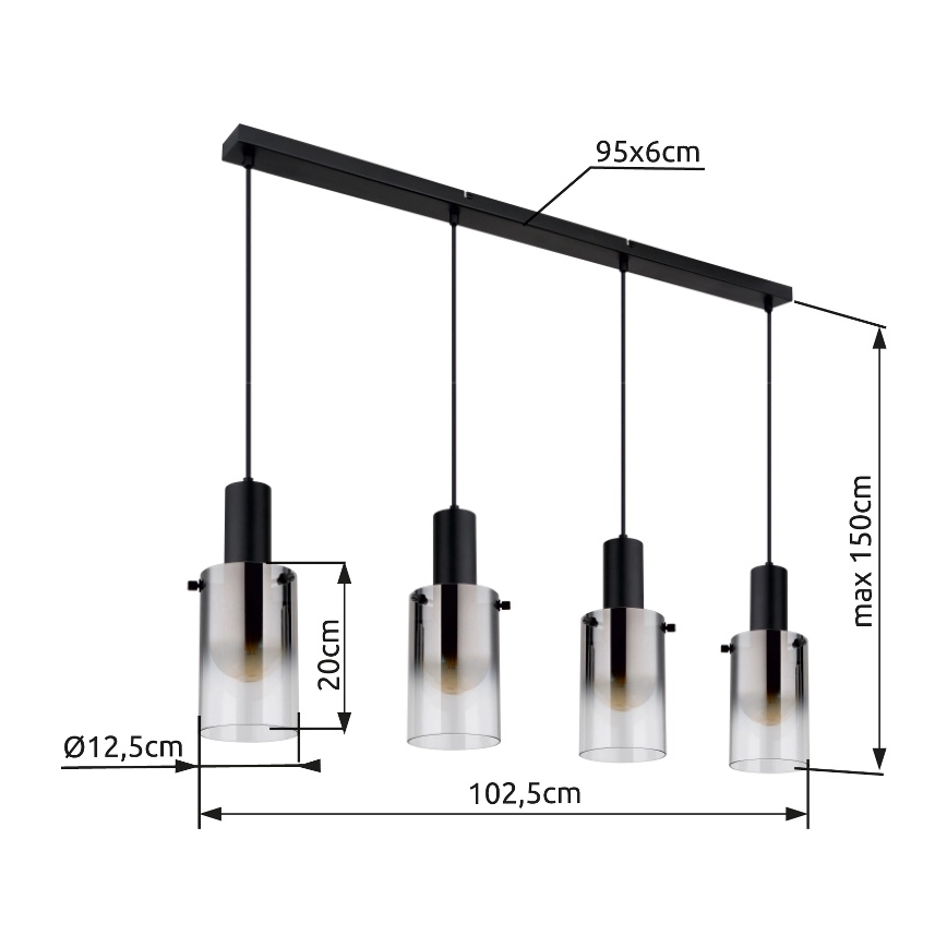 Globo - Hängeleuchte 4xE27/40W/230V schwarz