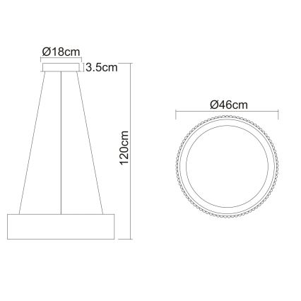 Globo - LED-Pendelleuchte an Stahlseil LED/45W/230V 2700/4000/6000K Ø 46 cm schwarz