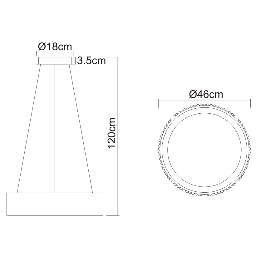 Globo - LED-Pendelleuchte an Stahlseil LED/45W/230V 2700/4000/6000K Ø 46 cm schwarz