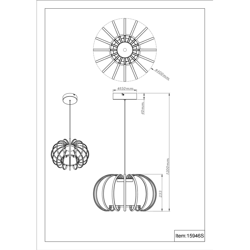 Globo - LED-dimmbare Pendelleuchte mit Seilabhängung LED/40W/230V 3000K
