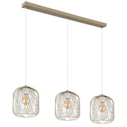 Globo - Pendelleuchte an Kabeln 3xE27/40W/230V beige/weiß