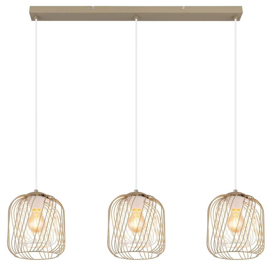 Globo - Pendelleuchte an Kabeln 3xE27/40W/230V beige/weiß