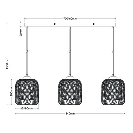 Globo - Pendelleuchte an Kabeln 3xE27/40W/230V beige/weiß