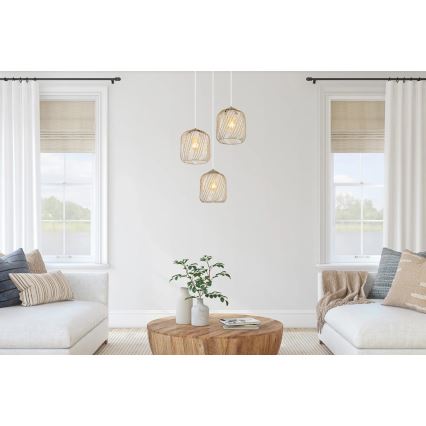 Globo - Hängeleuchte mit Kabelaufhängung 3xE27/40W/230V beige/weiß