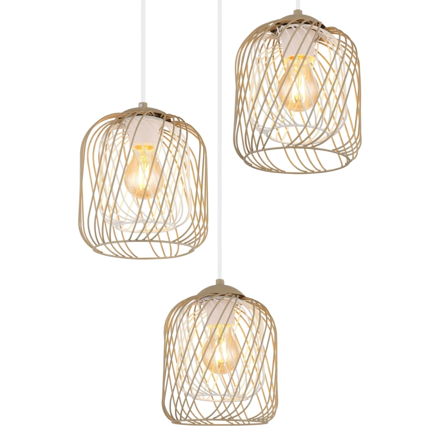 Globo - Hängeleuchte mit Kabelaufhängung 3xE27/40W/230V beige/weiß