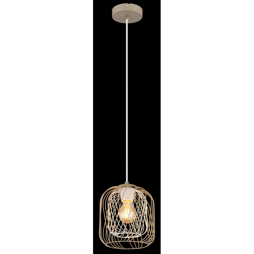 Globo - Pendelleuchte an Kabel 1xE27/40W/230V Ø 18 cm beige/weiß