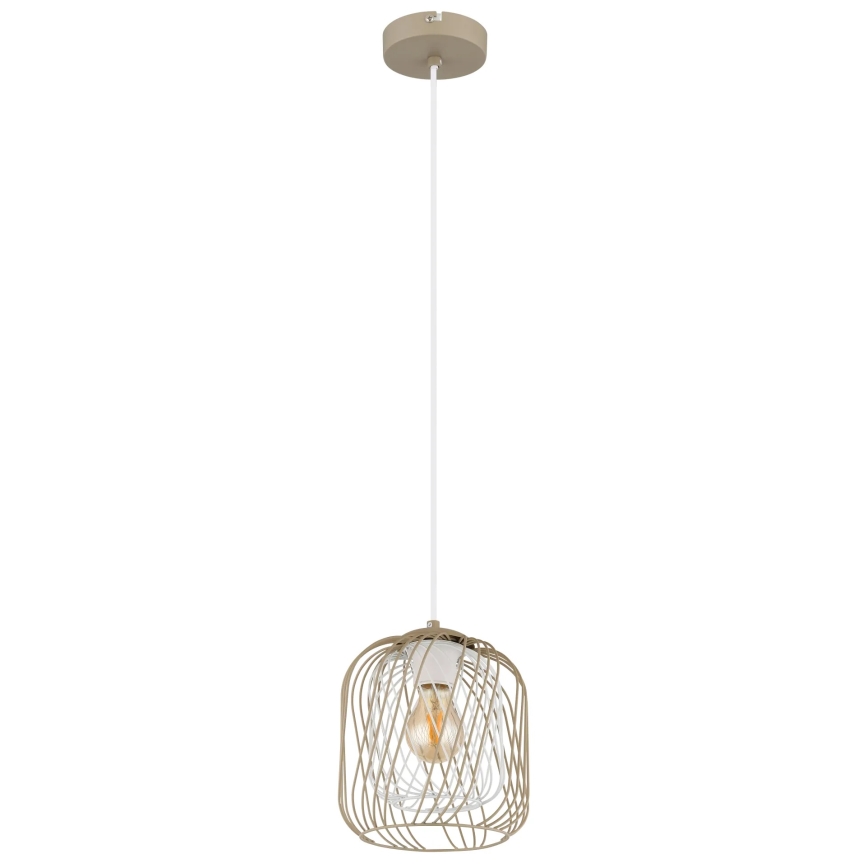 Globo - Pendelleuchte an Kabel 1xE27/40W/230V Ø 18 cm beige/weiß