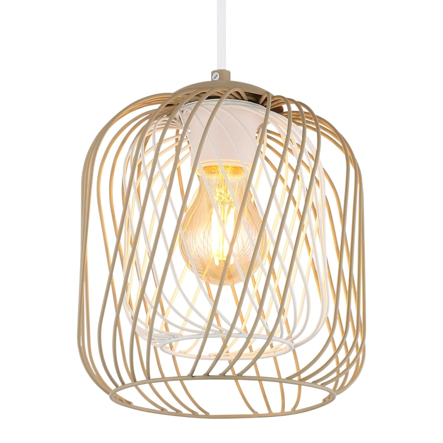 Globo - Pendelleuchte an Kabel 1xE27/40W/230V Ø 18 cm beige/weiß