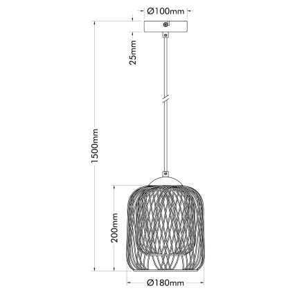 Globo - Pendelleuchte an Kabel 1xE27/40W/230V Ø 18 cm beige/weiß