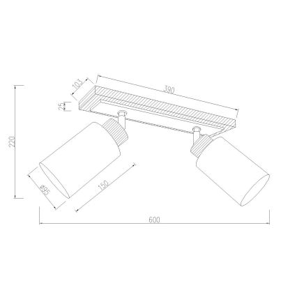 Globo - Spotleuchte 2xE27/60W/230V Eiche/Weiß