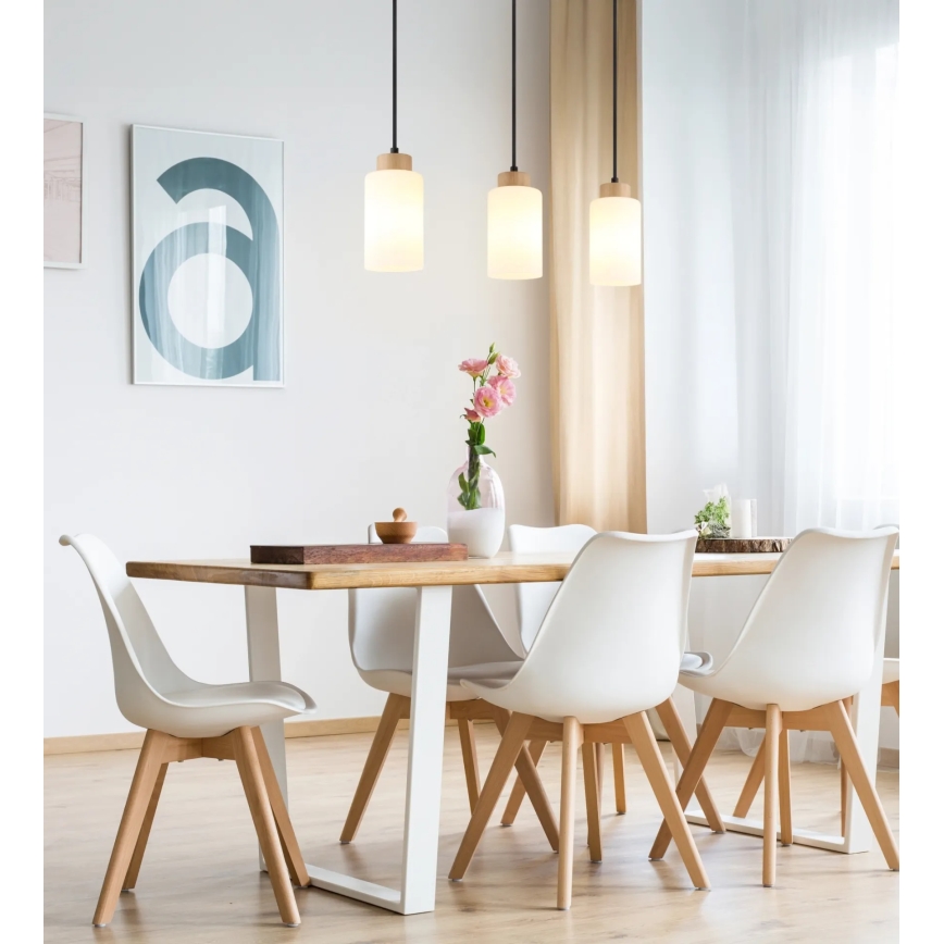 Globo - Hängeleuchte an Kabel 3xE27/60W/230V beige/weiß