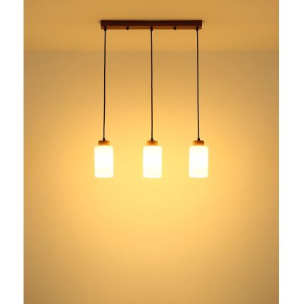 Globo - Hängeleuchte an Kabel 3xE27/60W/230V beige/weiß