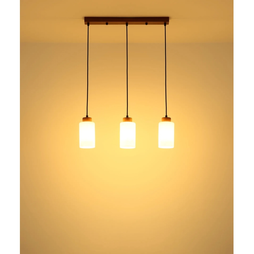 Globo - Hängeleuchte an Kabel 3xE27/60W/230V beige/weiß