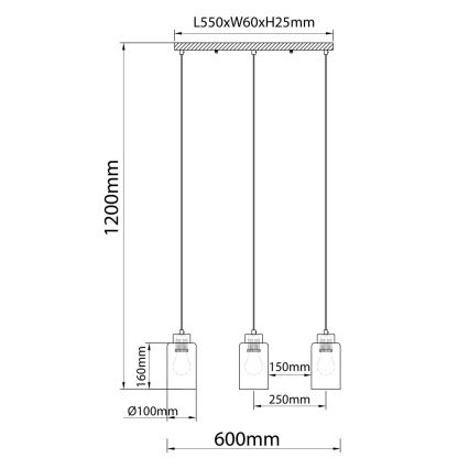 Globo - Hängeleuchte an Kabel 3xE27/60W/230V beige/weiß