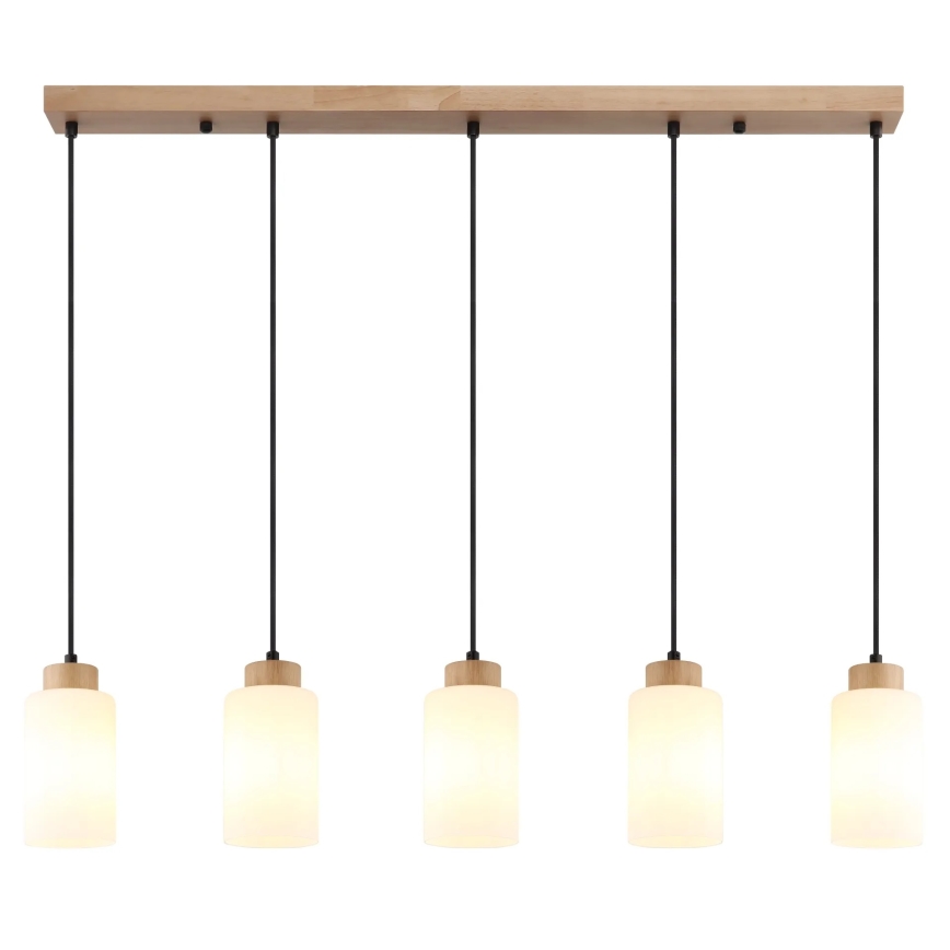 Globo - Pendelleuchte mit Kabel 5xE27/60W/230V Eiche/Weiß