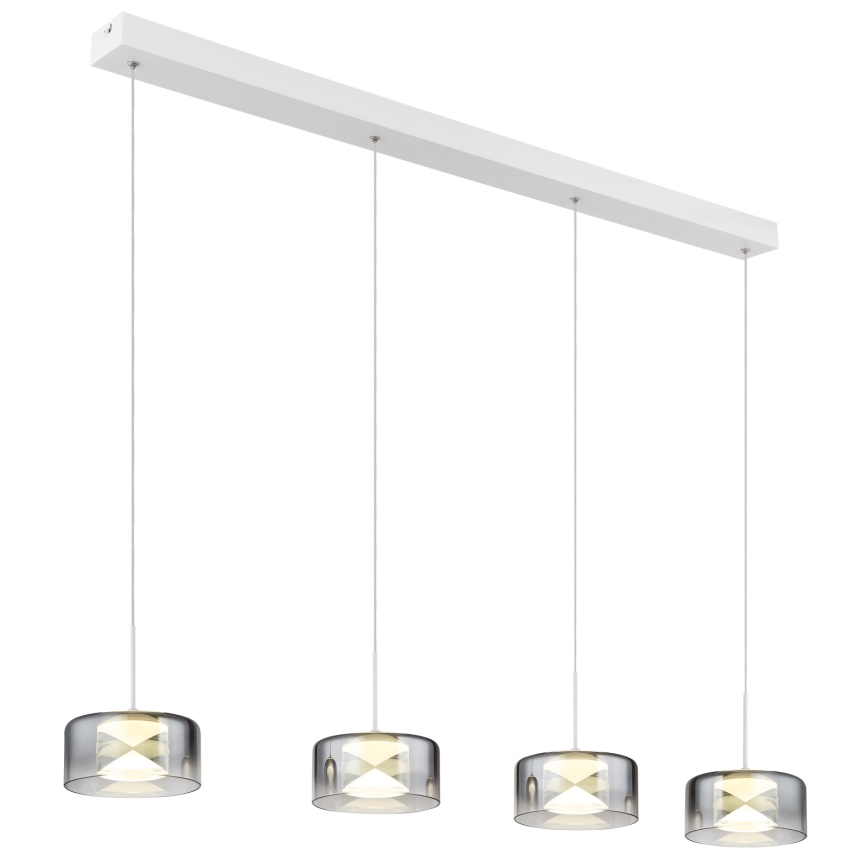 Globo - LED-Pendelleuchte mit Stahlseil LED/24W/230V weiß/rauchgrau