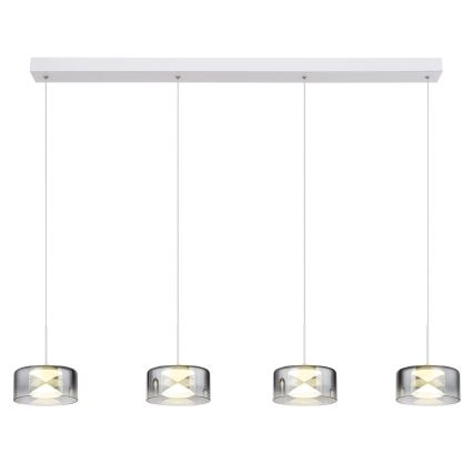 Globo - LED-Pendelleuchte mit Stahlseil LED/24W/230V weiß/rauchgrau