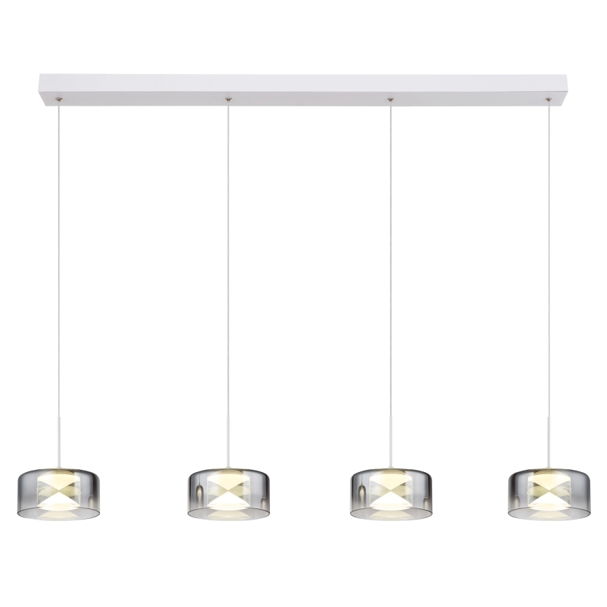 Globo - LED-Pendelleuchte mit Stahlseil LED/24W/230V weiß/rauchgrau