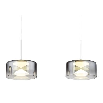 Globo - LED-Pendelleuchte mit Stahlseil LED/24W/230V weiß/rauchgrau